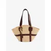 Chloé Womens Kerala Charms Raffia Tote Shoulder Bag Dark Ebony In Dark Ebony