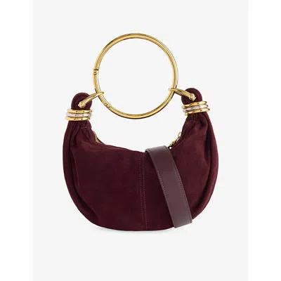 Chloé Womens Deep Violine Bracelet Hobo Mini Suede Top-handle-bag