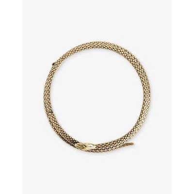 Chloé Womens Engraved Snake Brass Choker Vintage Gold