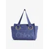 Chloé Womens Evening Blue Plage Medium Cotton Tote Bag