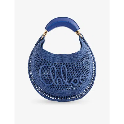 Chloé Womens Evening Blue Summer Banana Raffia Top-handle Bag