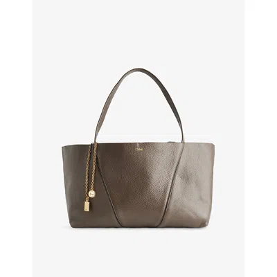 Chloé Womens Flannel Grey Spin Large Leather Tote Bag