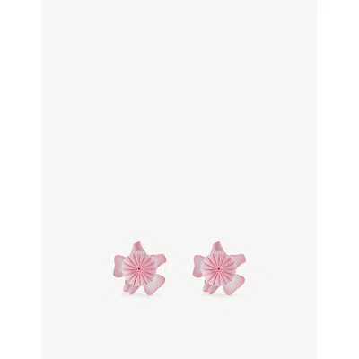 Chloé Womens Fuchsia Pink The  Bloom Brass Clip-on Earrings