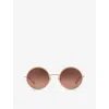 Chloé Womens 6n000526 Oval-frame Metal Sunglasses Gold In Gold