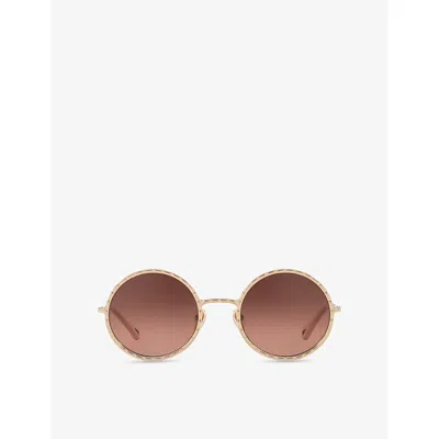 Chloé Womens 6n000526 Oval-frame Metal Sunglasses Gold