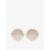 Chloé Womens Gold Ch0045s Round-frame Metal Sunglasses In Gold