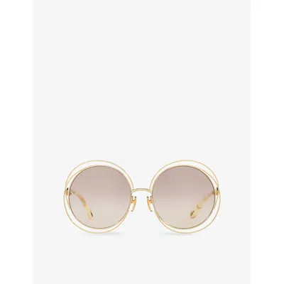 Chloé Womens Gold Ch0045s Round-frame Metal Sunglasses