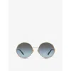 Chloé Womens Ch0184s Round-frame Metal Sunglasses Gold In Gold