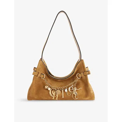 Chloé Womens Gold Khaki Charms Suede Hobo Bag In Brown