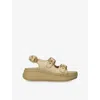Chloé Chloe Nama Whipstitched Suede Wedge Sandals In Gold