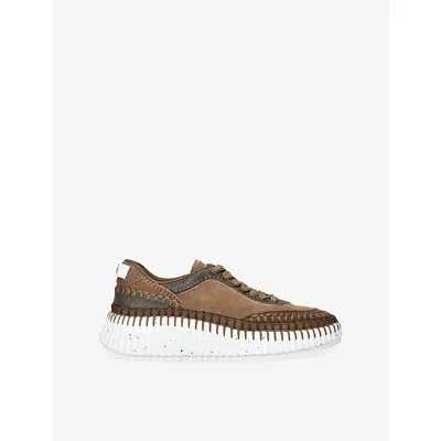 CHLOÉ WOMENS CHLOE NAMA RUNNER MESH AND WOVEN TRAINERS