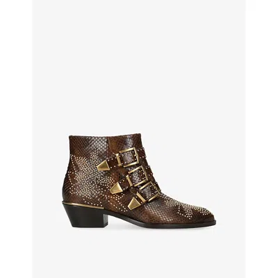 Chloé Womens Chloe Susan Python-effect Leather Boots In Multi