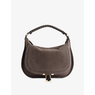 Chloé Womens Kohl Brown Marcie Hobo Large Suede Top-handle Bag