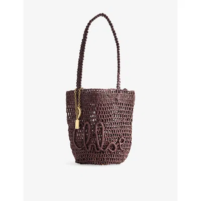 Chloé Womens Summer Banana Small Raffia Tote Bag Kohl Brown