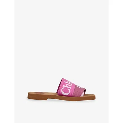 Chloé Womens Lilac Woody Canvas Sandals Eur 38/5 Uk In Purple