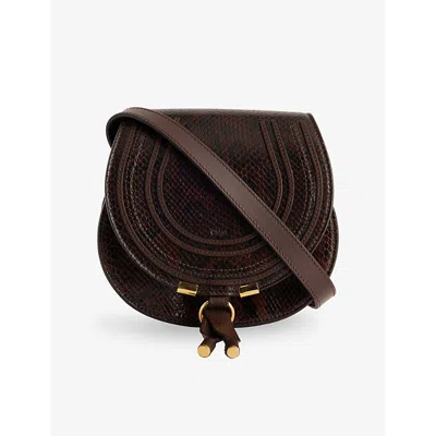 Chloé Womens Marcie Snake Leather Cross-body Bag Sooty Brown