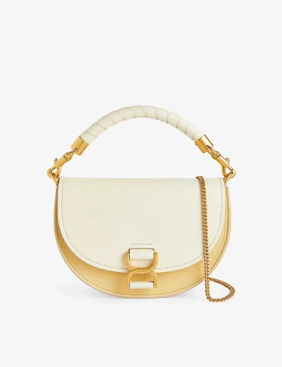 Chloé Marcie Leather Shoulder Bag In Misty Ivory