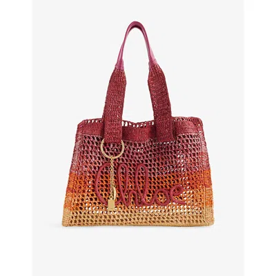 CHLOÉ WOMENS MULTICOLOR ORANGE SUMMER BANANA EAST-WEST RAFFIA TOTE BAG