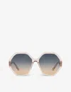 Chloé Ch0008s Acetate Geometric-frame Sunglasses In Pink