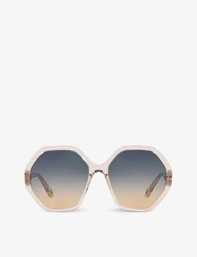 CHLOÉ WOMENS PINK CH0008S ACETATE ROUND FRAME SUNGLASSES,45651894