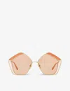 Chloé Ch0026s Gemma Metal And Acetate Pentagon-frame Sunglasses In Pink