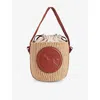 Chloé Mini Horse Medal Basket Bag In Natural Fibres Brown Size Onesize 100% Paper Yarn, Calf-skin Leather In Sepia Brown