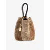 Chloé Womens Snake Spin Small Shearling Tote Bag In Brown