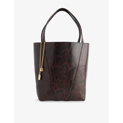 Chloé Womens Sooty Brown Spin Python-effect Leather Tote Bag