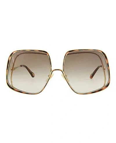 Pre-owned Chloé Womens Square/rectangle Gold Gold Brown Fashion Designer Eyewear In Gradient Brown