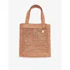 Chloé Summer Banana Embellished Crocheted Embroidered Faux Raffia Tote In Summery Beige