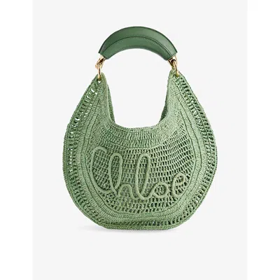 Chloé Womens Tea Leaf Green Woven Top-handle Raffia Bag