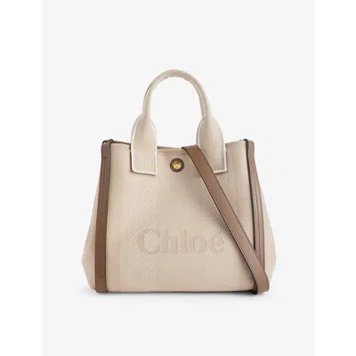 Chloé Womens Vegetal Beige Carry Small Canvas Tote Bag