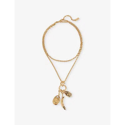 Chloé Womens Vintage Gold  Charms Brass Pendant Necklace