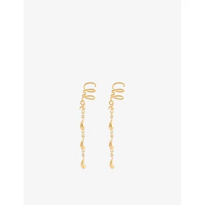 Chloé Womens Scriyellow Gold-plated Brass Drop Earrings Vintage Gold In Grey