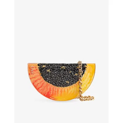 Chloé Womens Chloe Tropicus Papaya Minaudière Brass And Enamel Clutch Bag