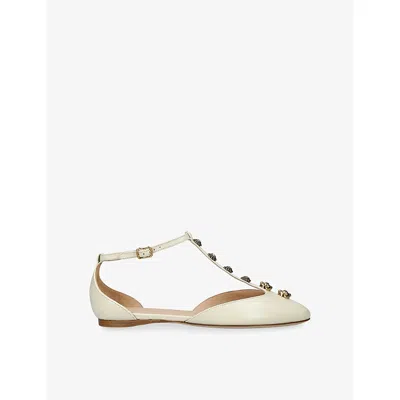 Chloé Embellished Celeste T-bar Flats In White
