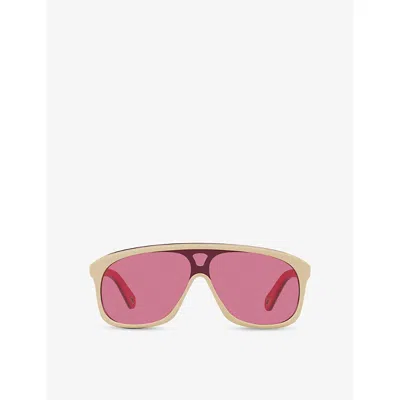 Chloé Womens Ch0212s Pilot-frame Acetate Sunglasses White