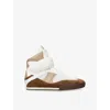Chloé Kick Natural Brown High-top Sneaker In Mesh And Leather In White