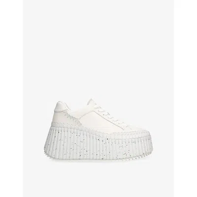 Chloé Nama Platform Speckled Mix Leather Sneakers In White