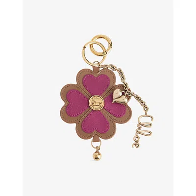 Chloé Womens Wild Purple Clover Leather Bag Charm In Multi