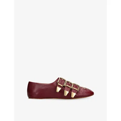 Chloé Womens Wine Susanna Leather Flats Eur 40 / 7 Uk In Burgundy