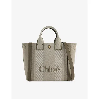 Chloé Womens Winter Ivy Small Carry Canvas Tote Bag In Gray