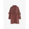 Chloé Cape Ruffled Silk Dress 8-14 In Brown