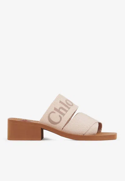 CHLOÉ WOODY 45 LOGO MULES