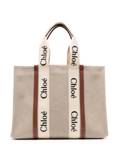 Chloé Women Woody Large Canvas Tote In Multicolor