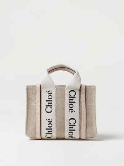 CHLOÉ WOODY BAG IN CANVAS WITH LOGO,E64183073