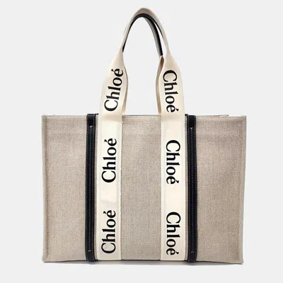 Pre-owned Chloé Woody Bag Large In Sand
