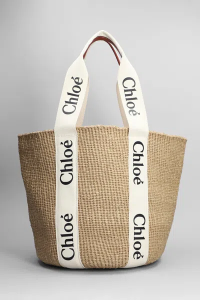 Chloé Woody Basket Tote In White Silver