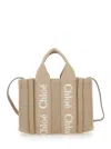 Chloé Woody Small Canvas And Leather Tote Bag In Multicolor