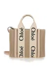 Chloé Chloe Women Multicolor Fabric Small Woody Shopping Bag In Cream